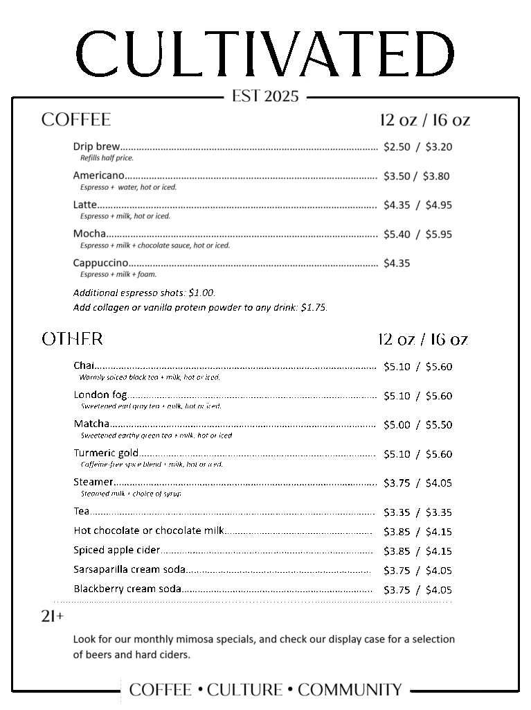 2025 fall-winter drink menu