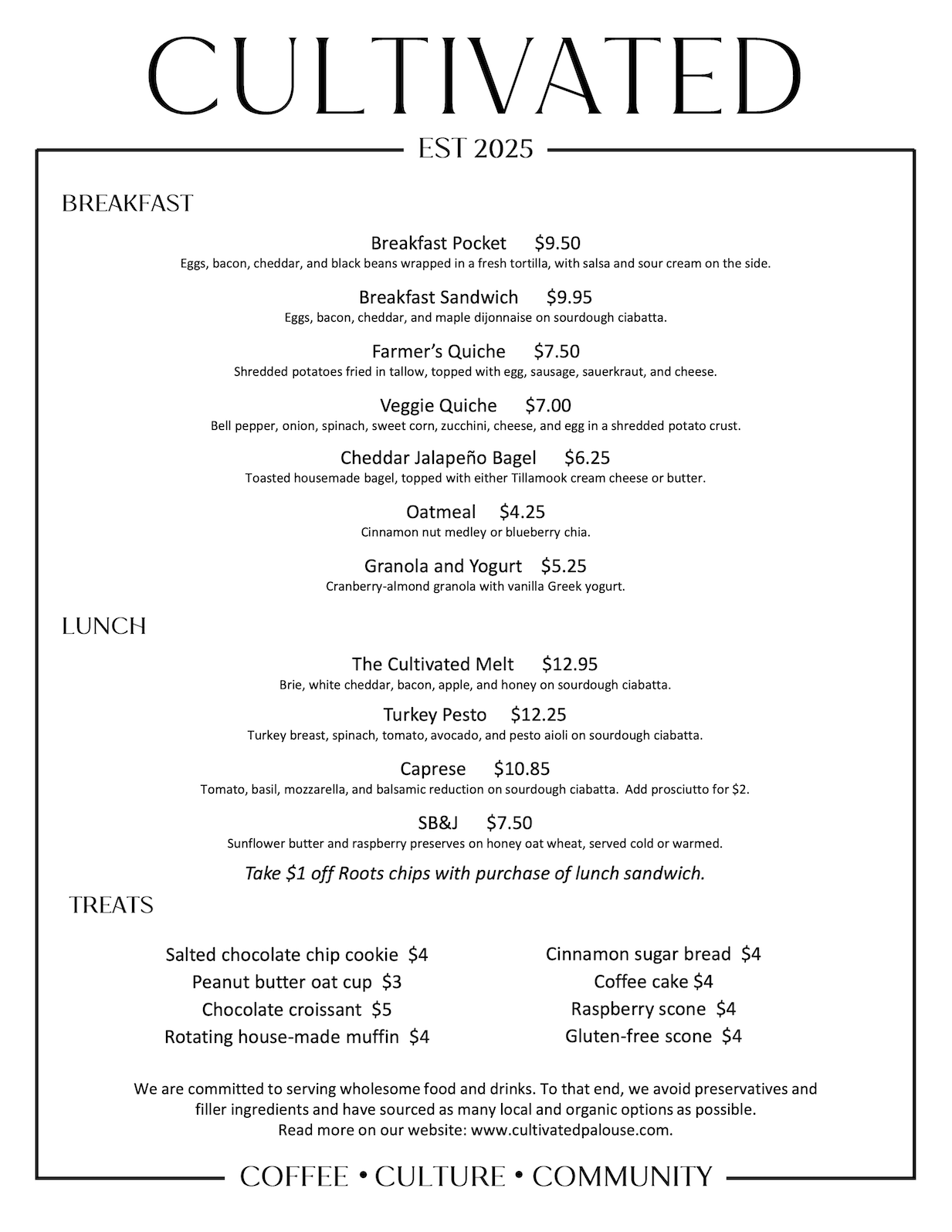 2026 spring food menu